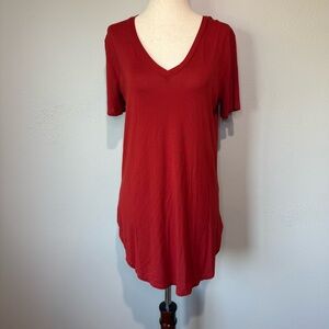 Red V-Neck Women's Top